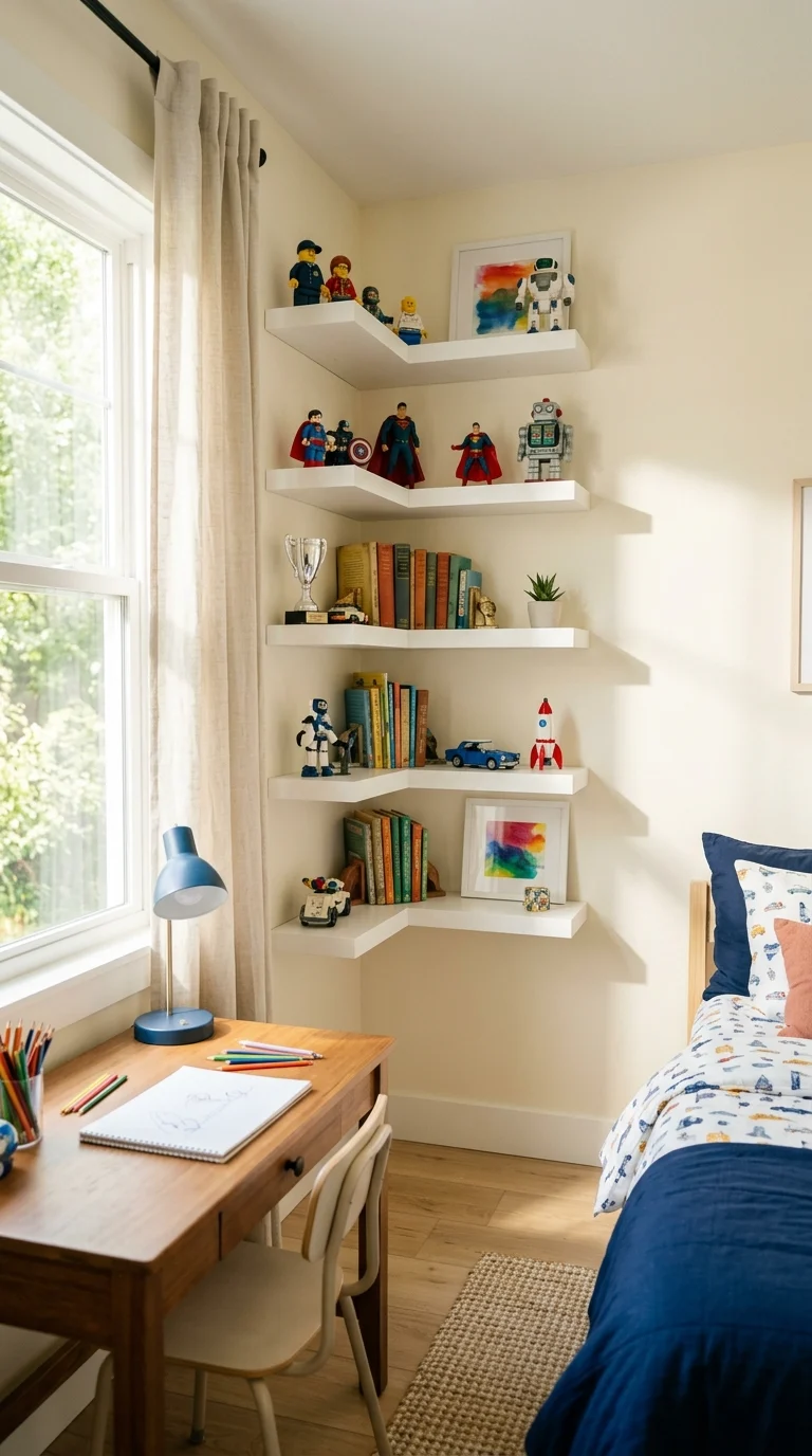 Floating Corner Shelves for Collectibles