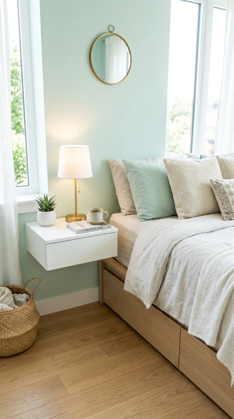 Floating Nightstands for More Floor Space