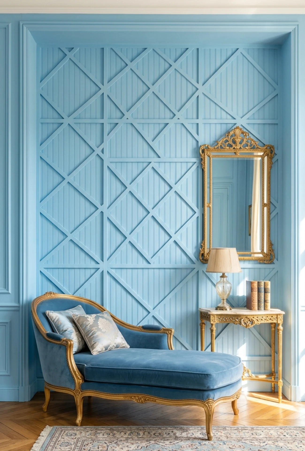 Geometric Wood Trim Accent Wall