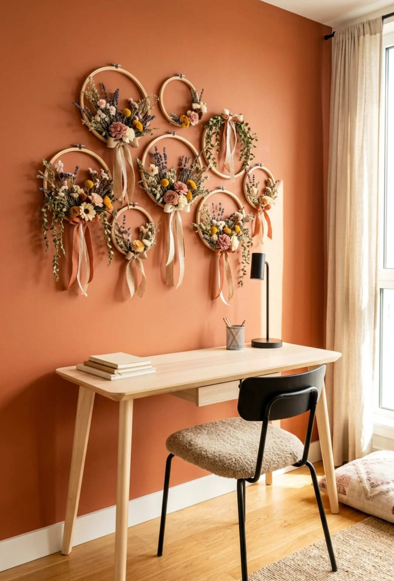Handmade Floral Hoop Wall Decor