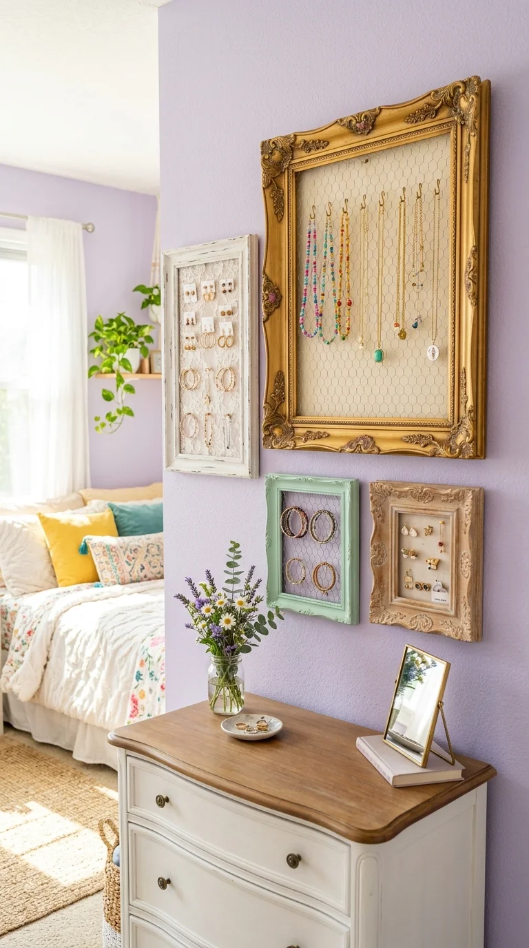 Jewelry Display Frame Using Vintage Picture Frames
