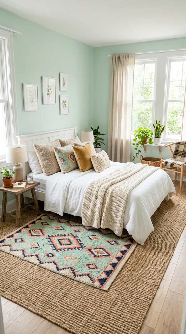 Layered Rugs and Cozy Textiles