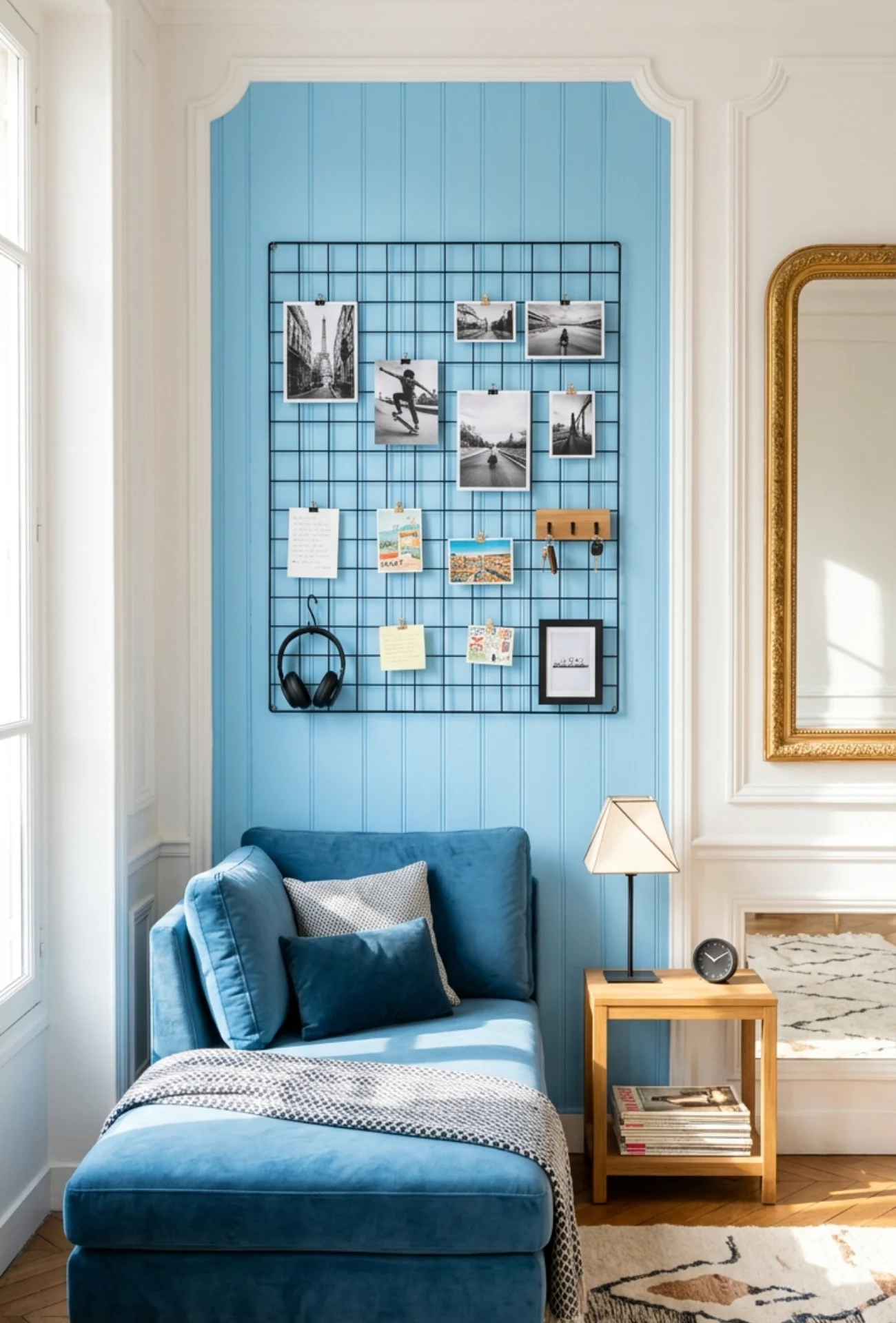 Metal Grid Wall for Photos and Accessories