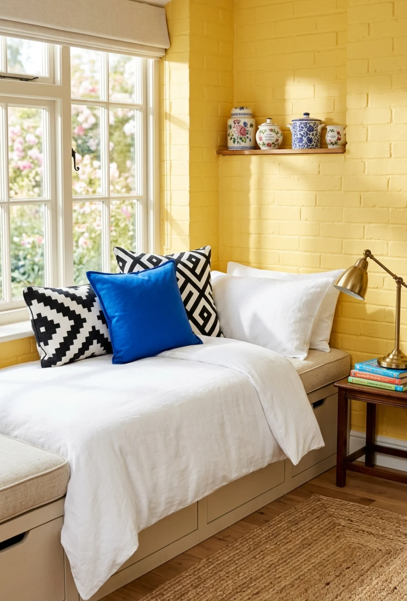 Monochrome Bedding with Bold Accent Pillows