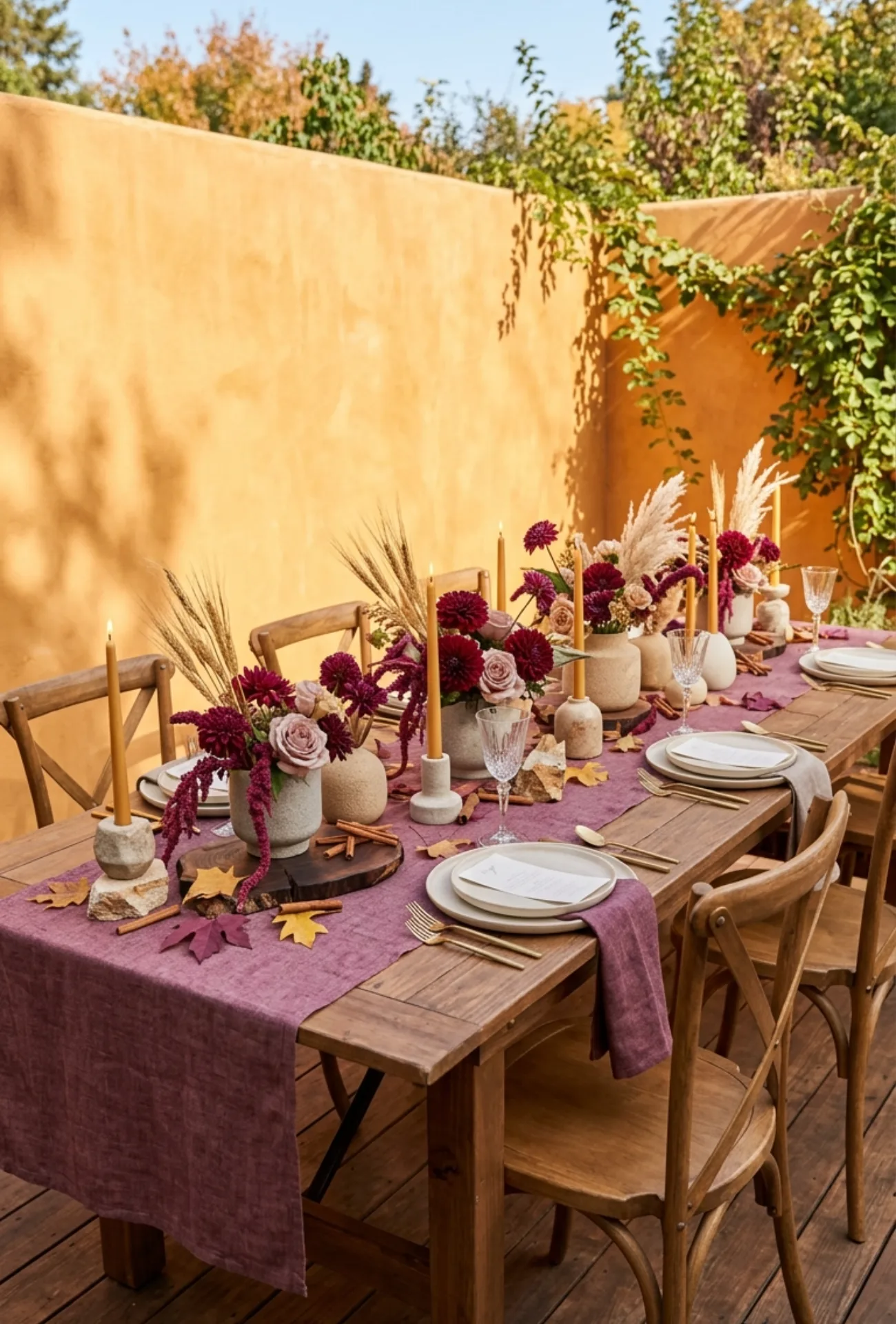Mulberry and Natural Stone Tones