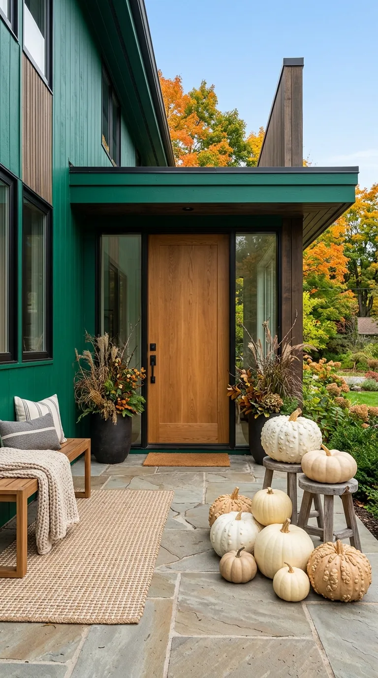 Neutral Pumpkin Porch Display