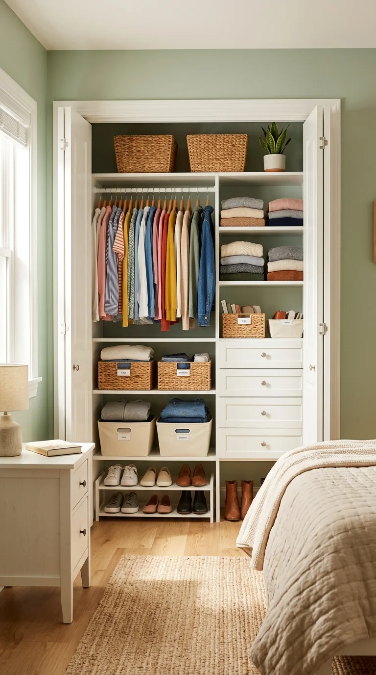 Organized Closet with Custom Storage