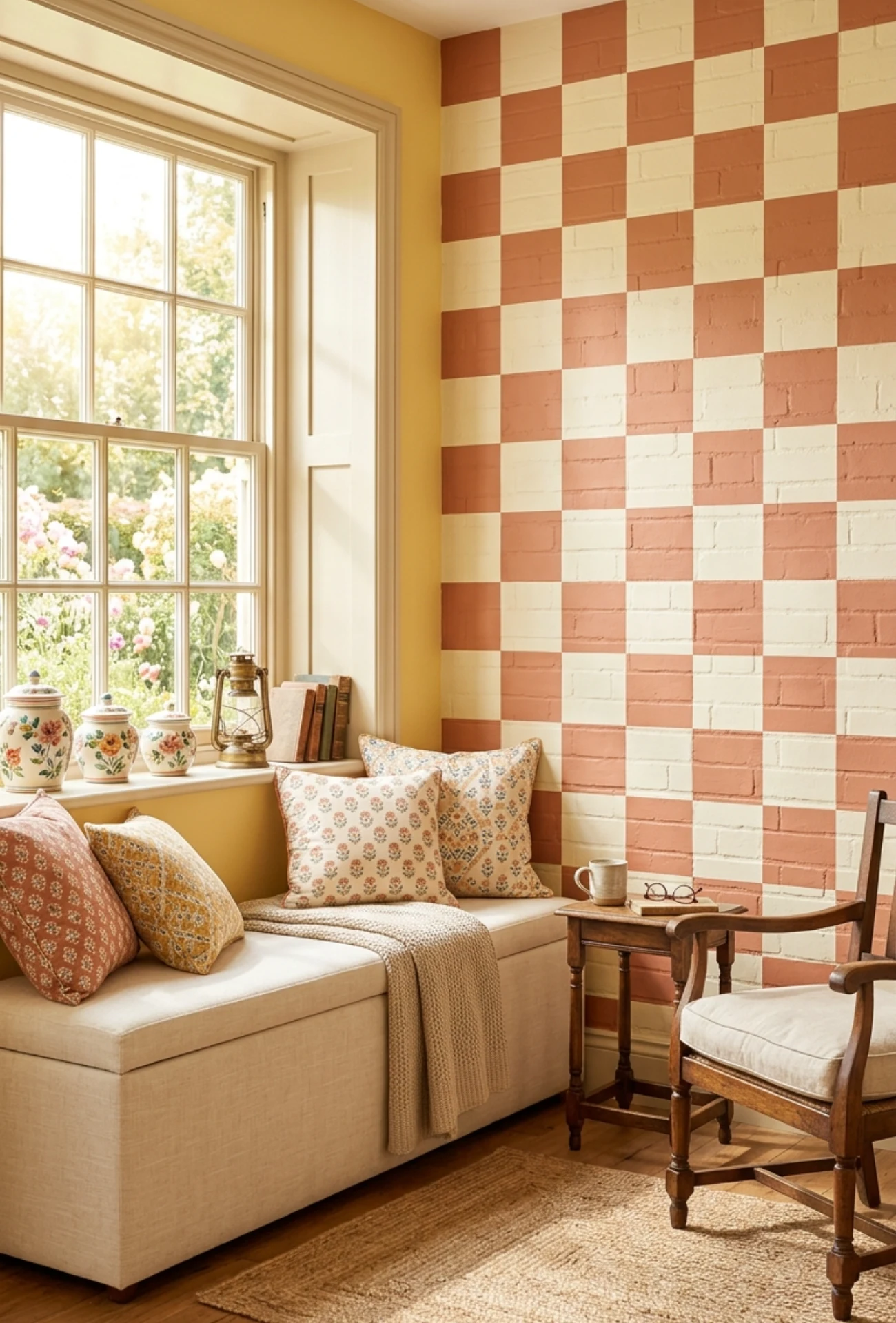 Painted Checkerboard Wall Design