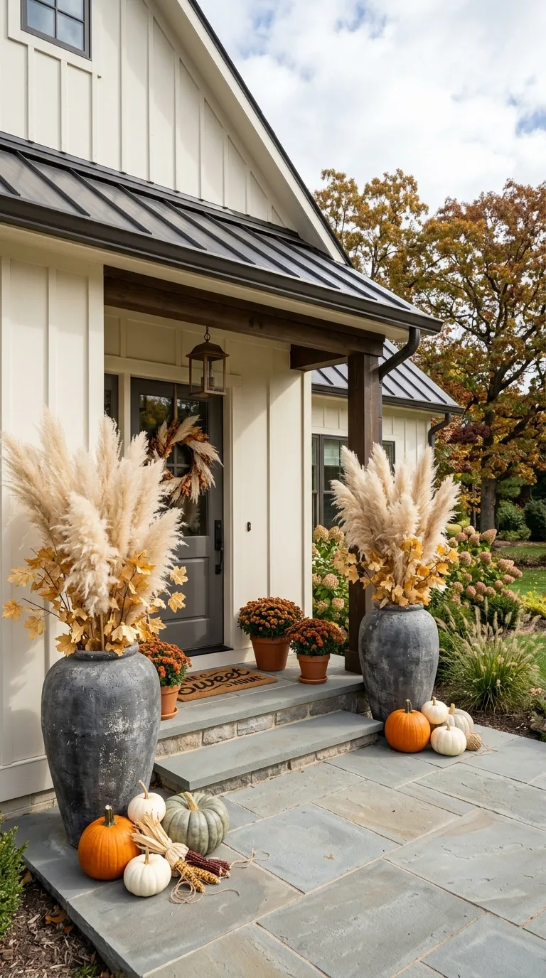 Pampas Grass Porch Urns
