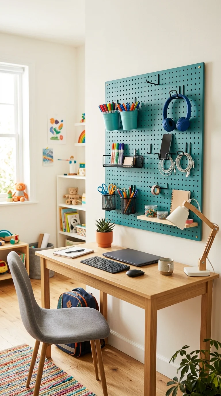 Pegboard Desk Organizer Wall