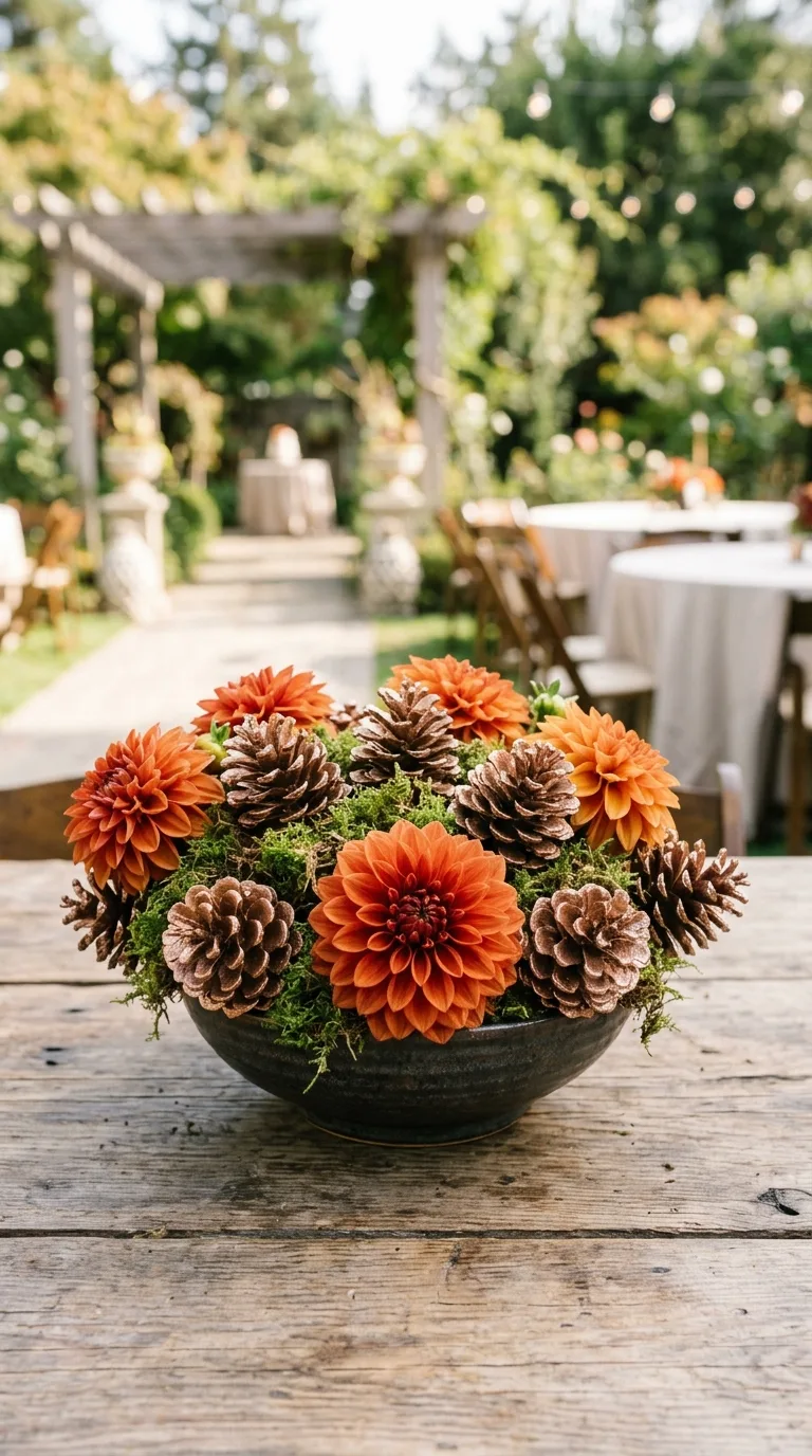 Pinecone and Dahlia Display