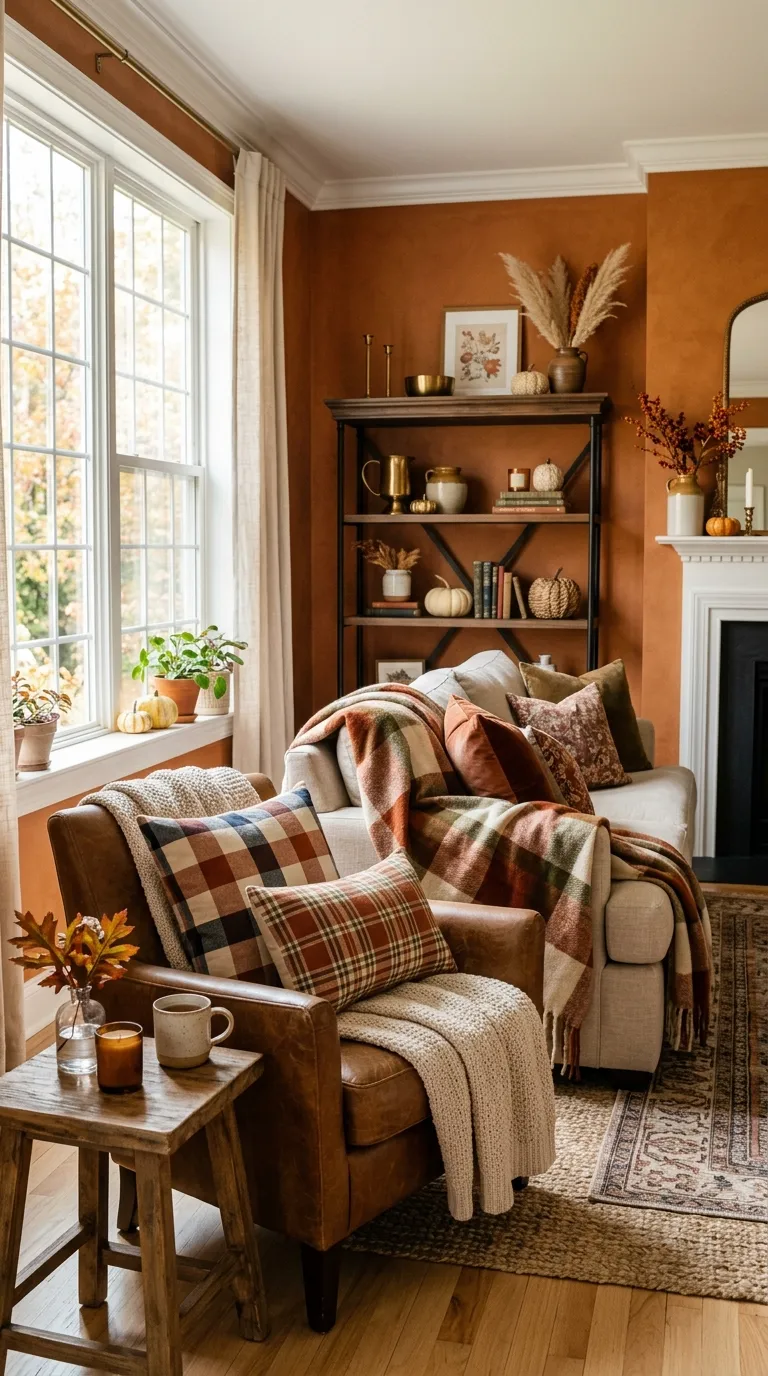 Plaid and Textile Fall Decor Ideas