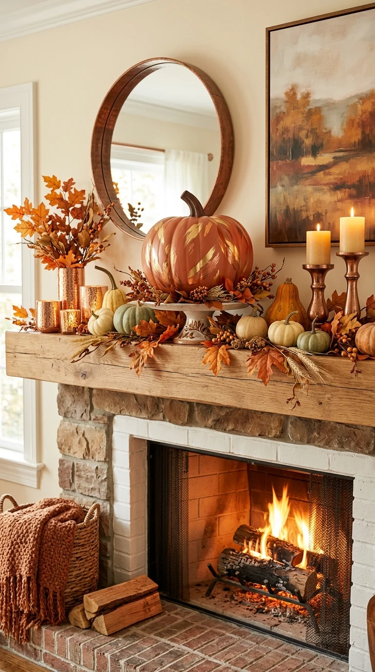 Pumpkin Centerpiece Mantel Ideas