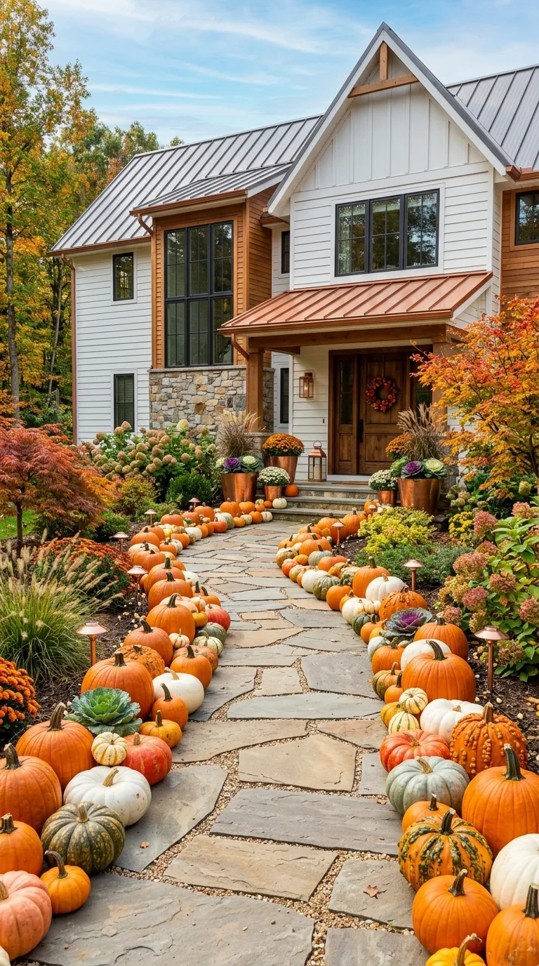 Pumpkin-Lined Walkway