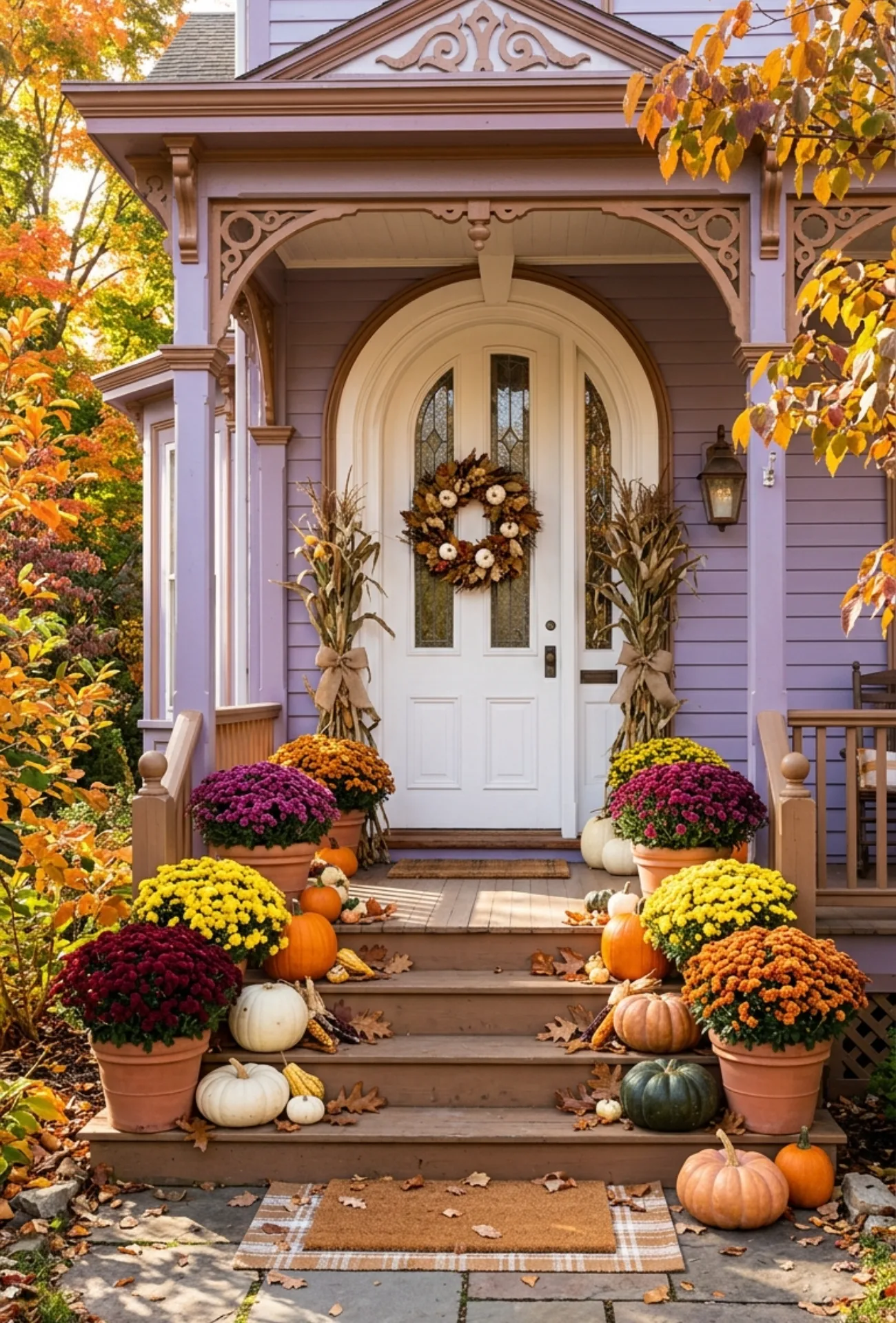 Pumpkin and Mum Planters