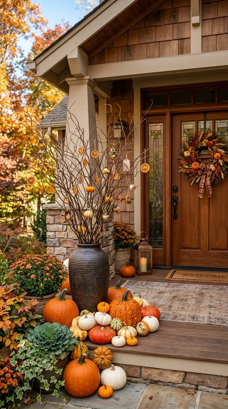 Pumpkins with Autumn Branches