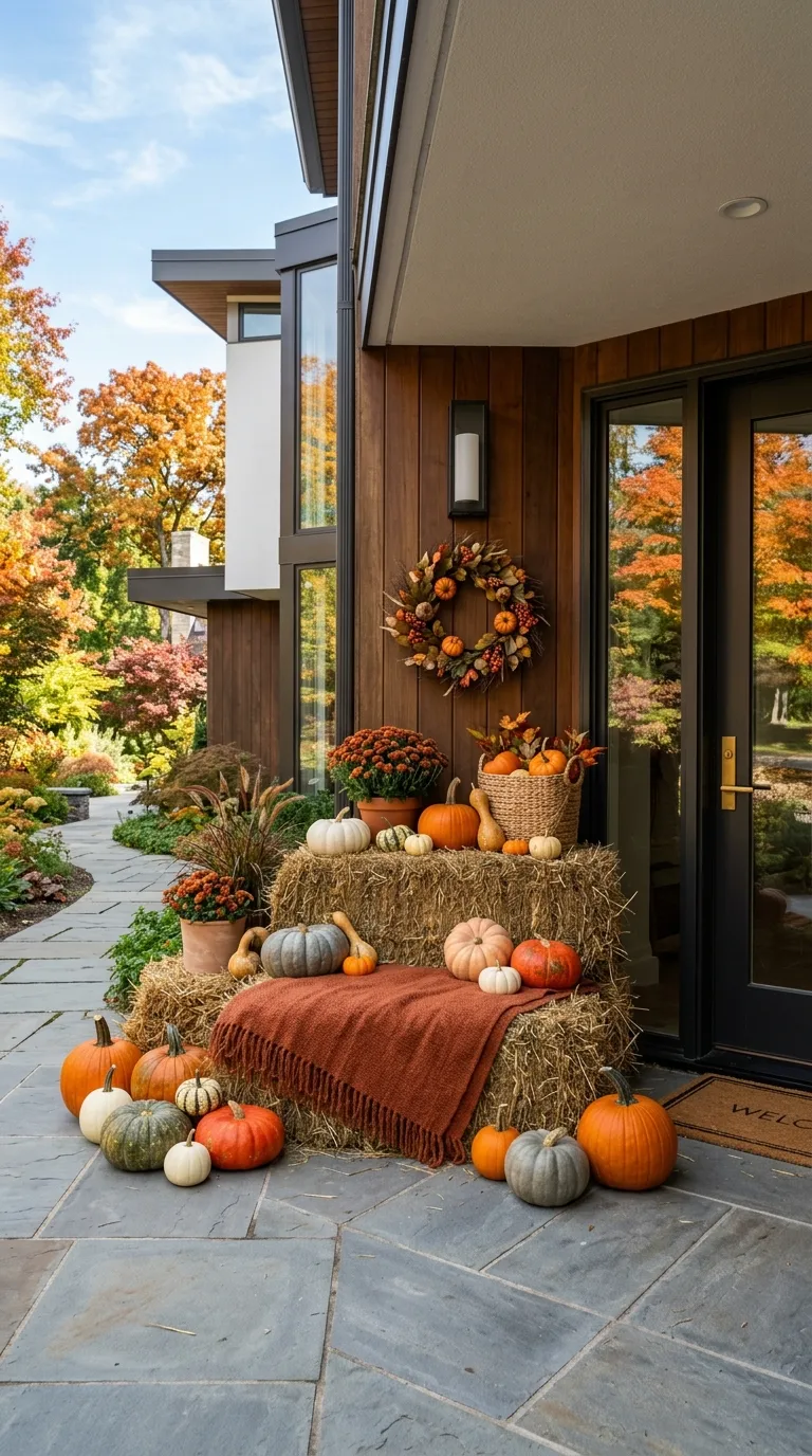 Pumpkins with Hay Bale Accents