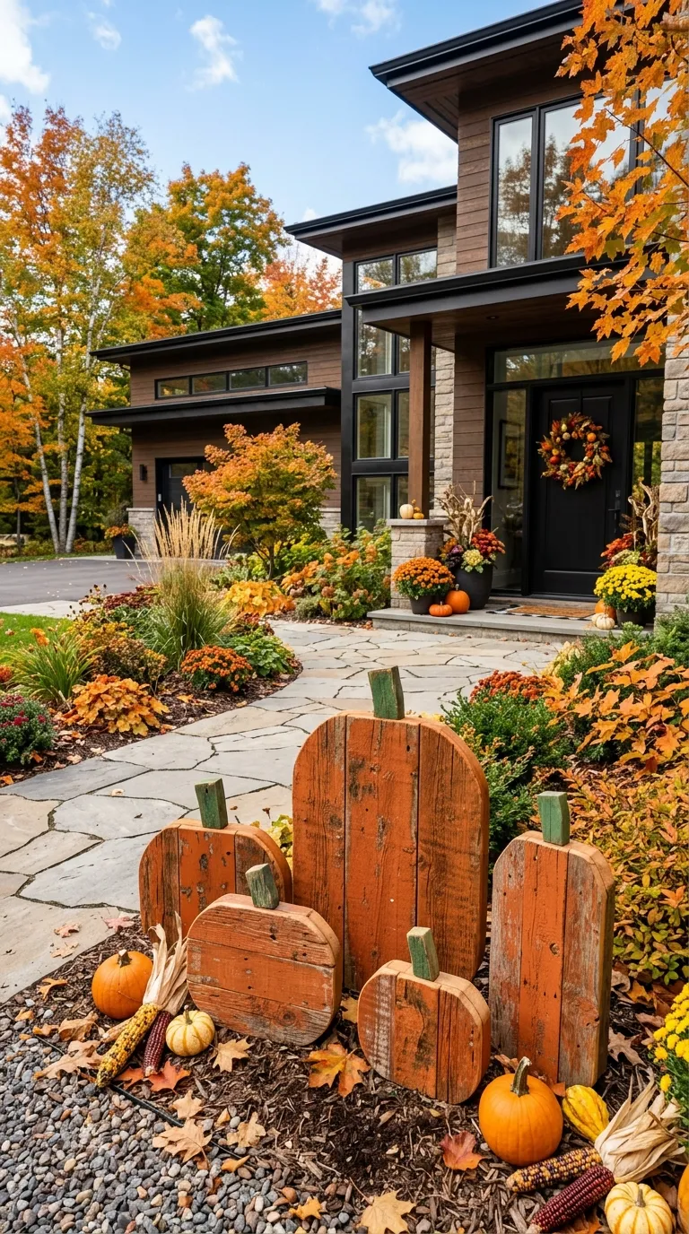 Reclaimed Wood Pumpkin Yard Stakes