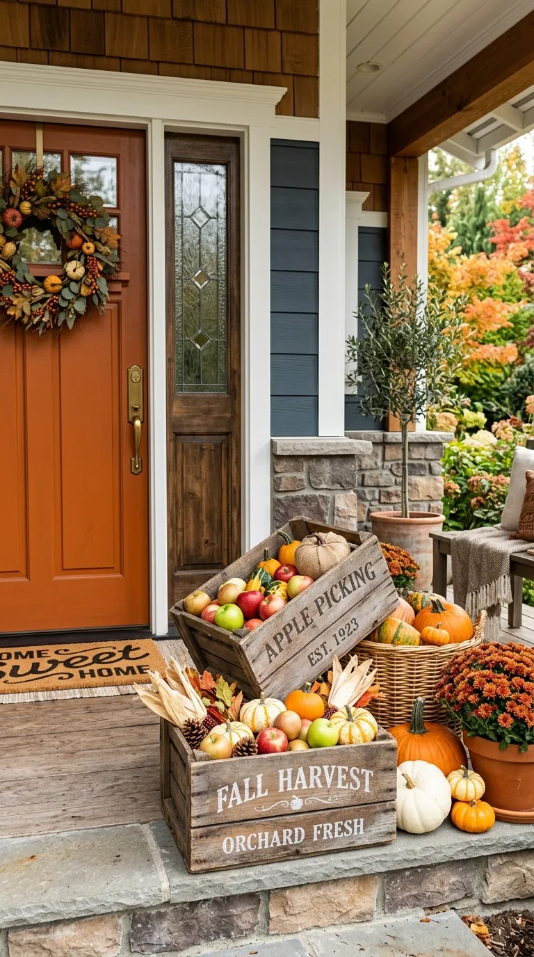 Rustic Apple Crate Harvest Display