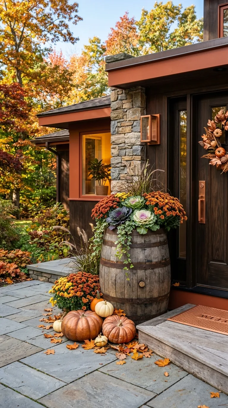 Rustic Barrel Flower Display
