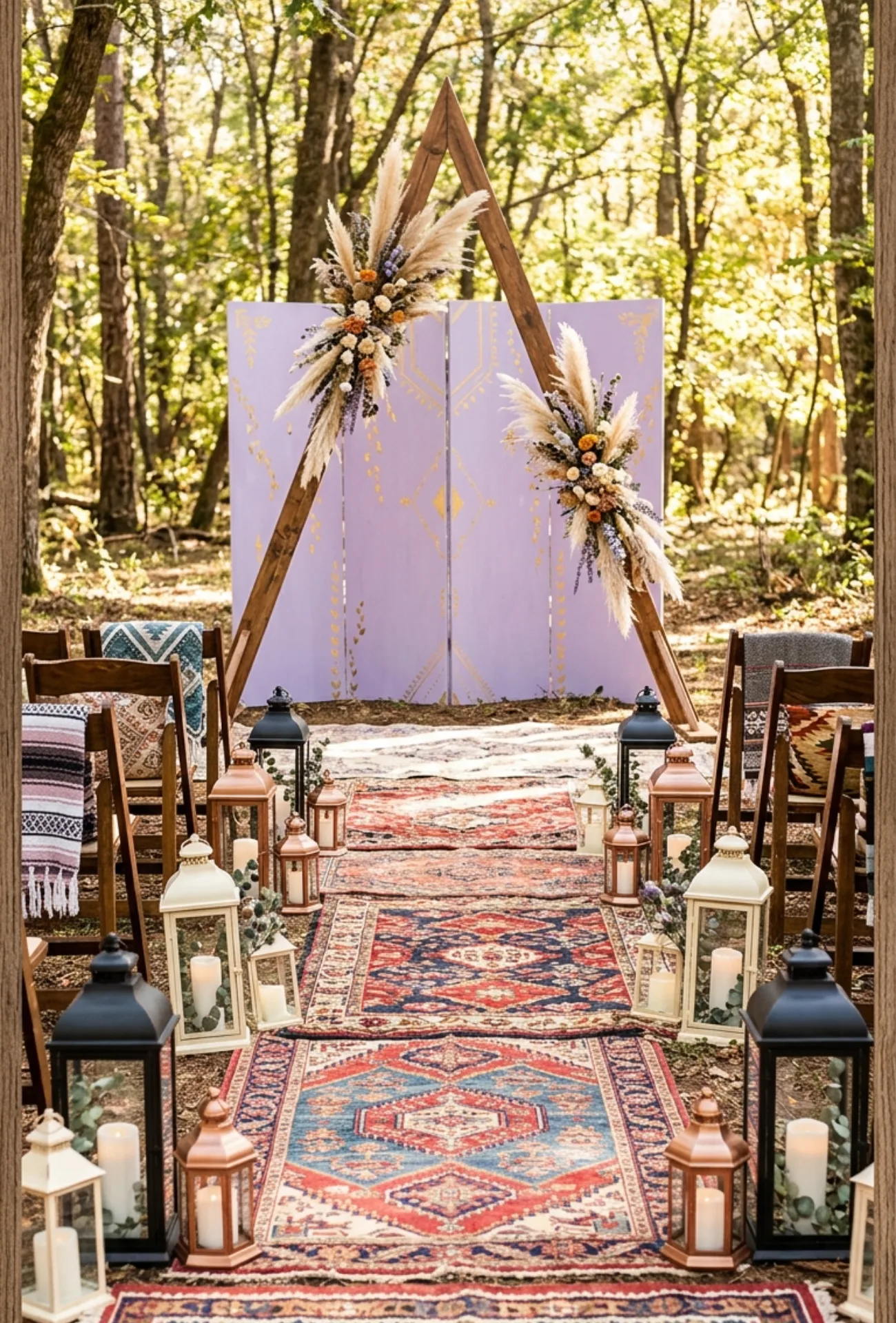 Rustic Lantern Aisle Decor