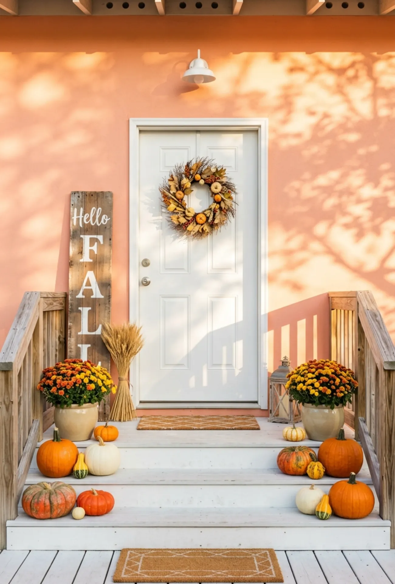 Rustic Wooden "Hello Fall" Porch Sign
