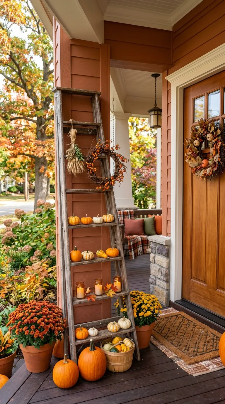 Rustic Wooden Ladder Display