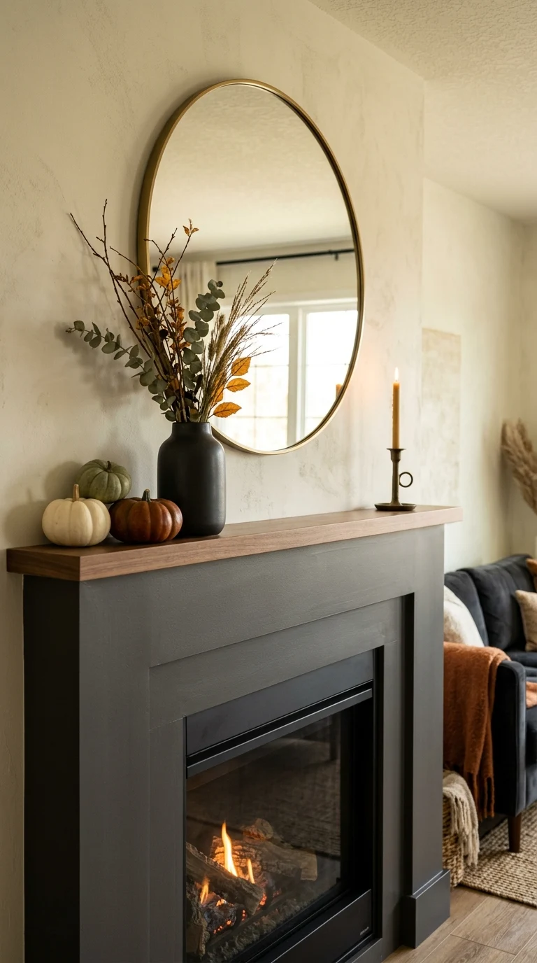 Simple Fall Fireplace Styling