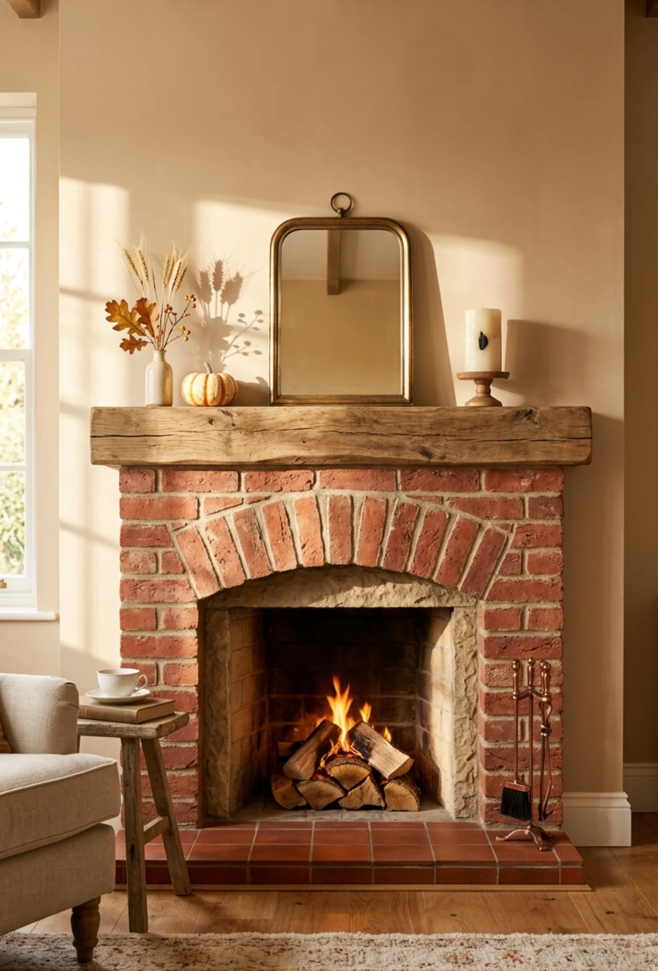 Small Fireplace Fall Decor Ideas