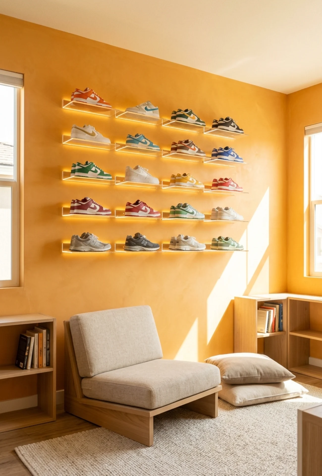 Sneaker Display Wall with LED Lighting