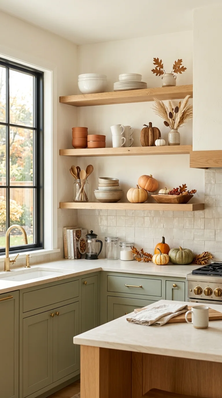 Style Open Shelves With Fall Decor