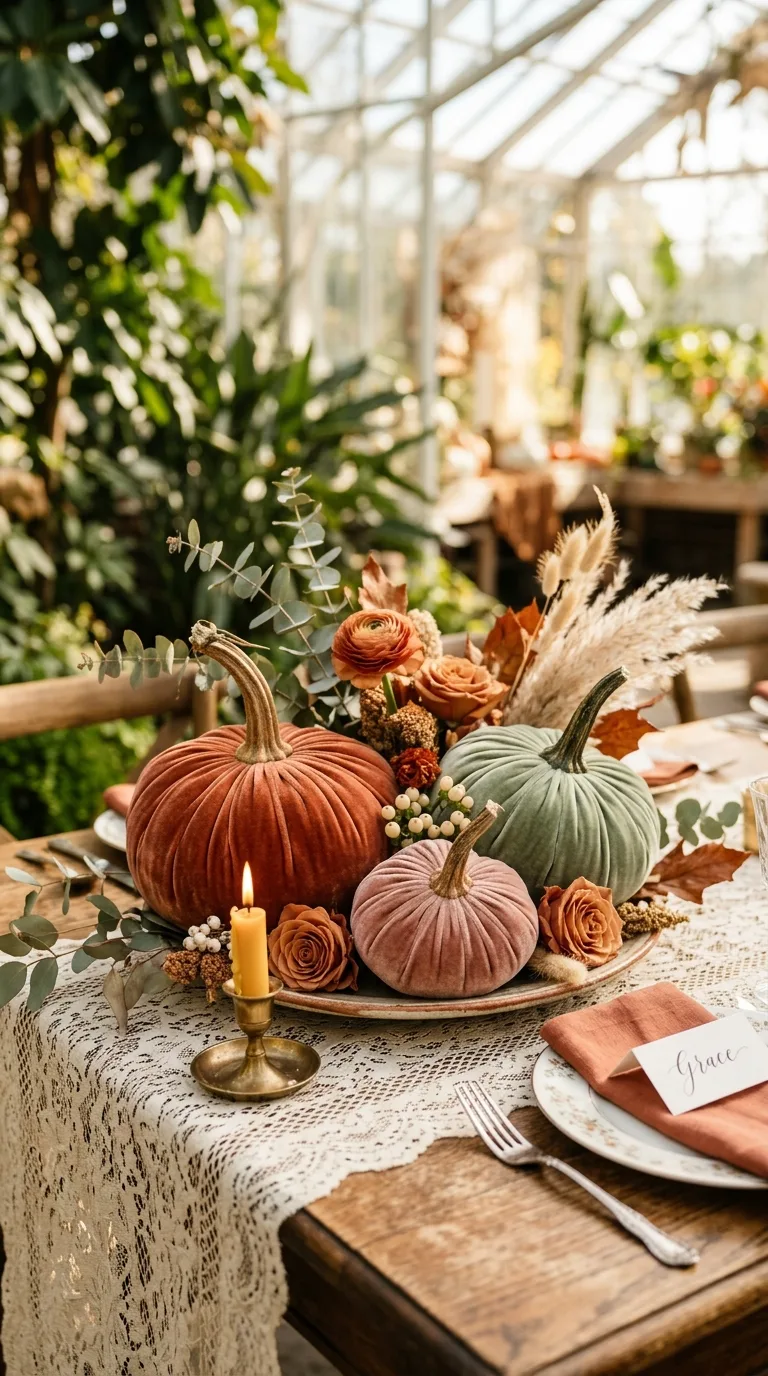 Velvet Pumpkin Centerpiece
