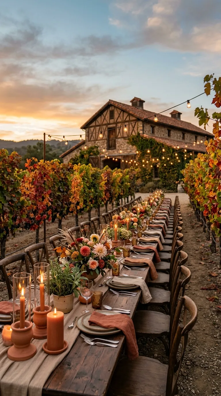 Vineyard Dinner Setup