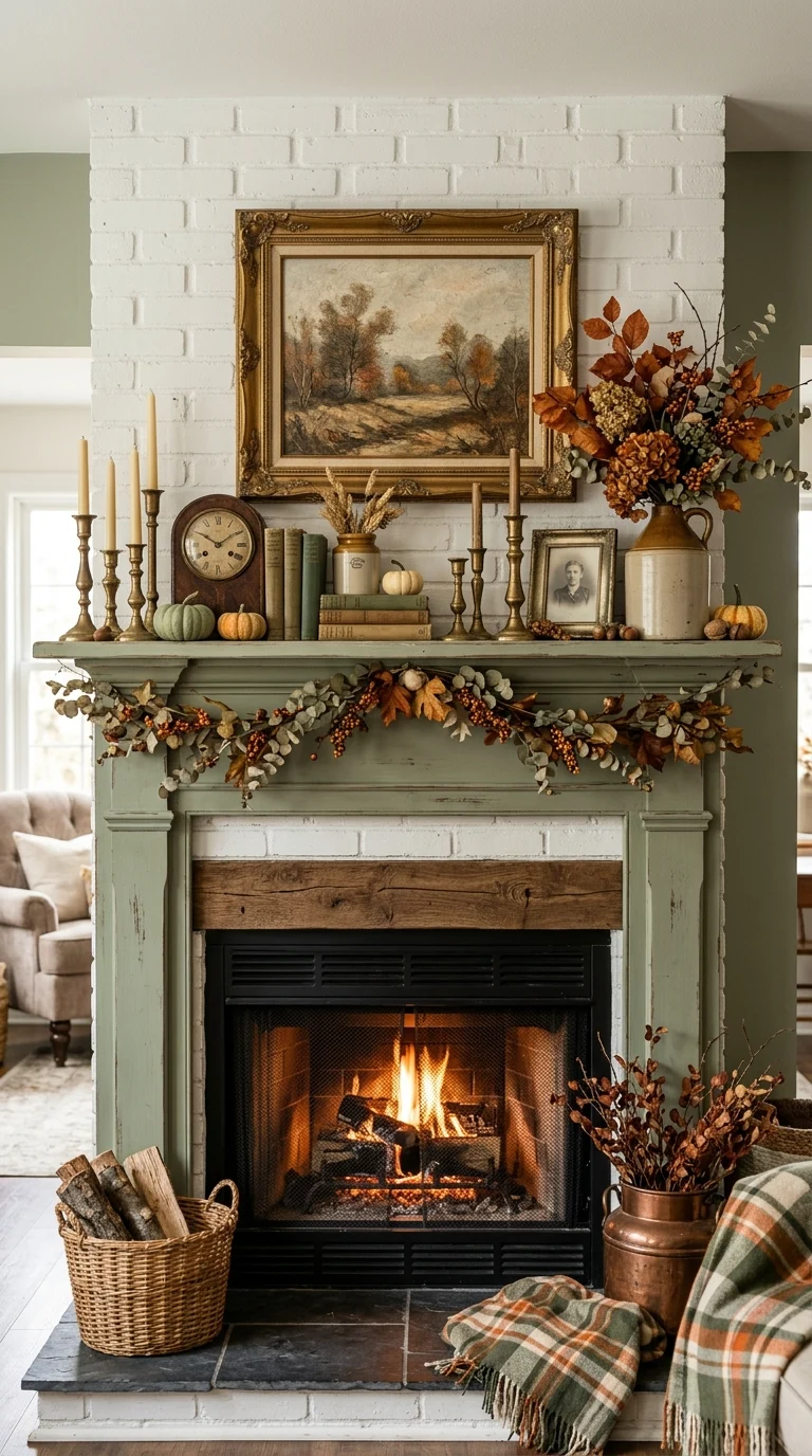 Vintage Autumn Mantel Styling