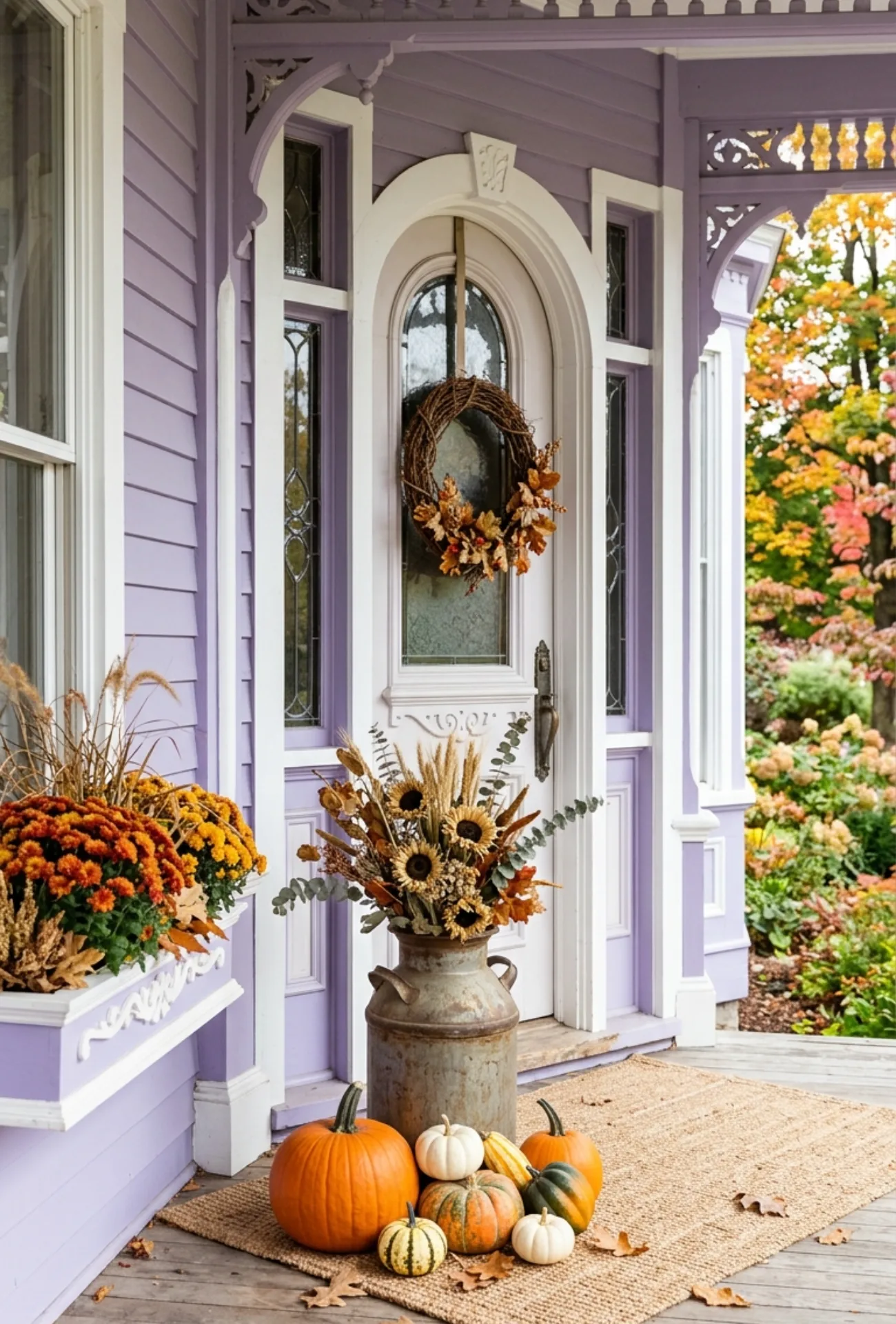 Vintage Milk Can and Pumpkins
