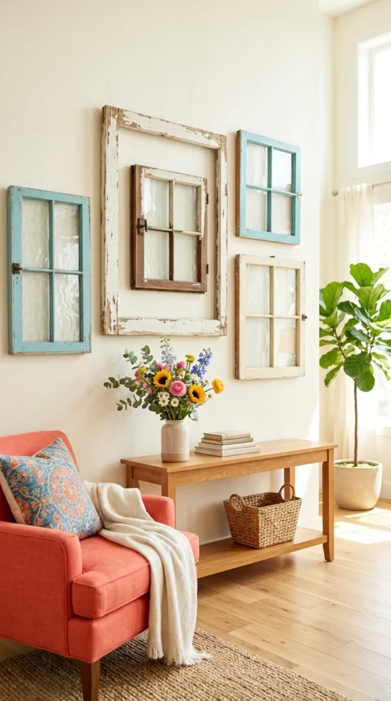 Vintage Window Frame Wall Decor