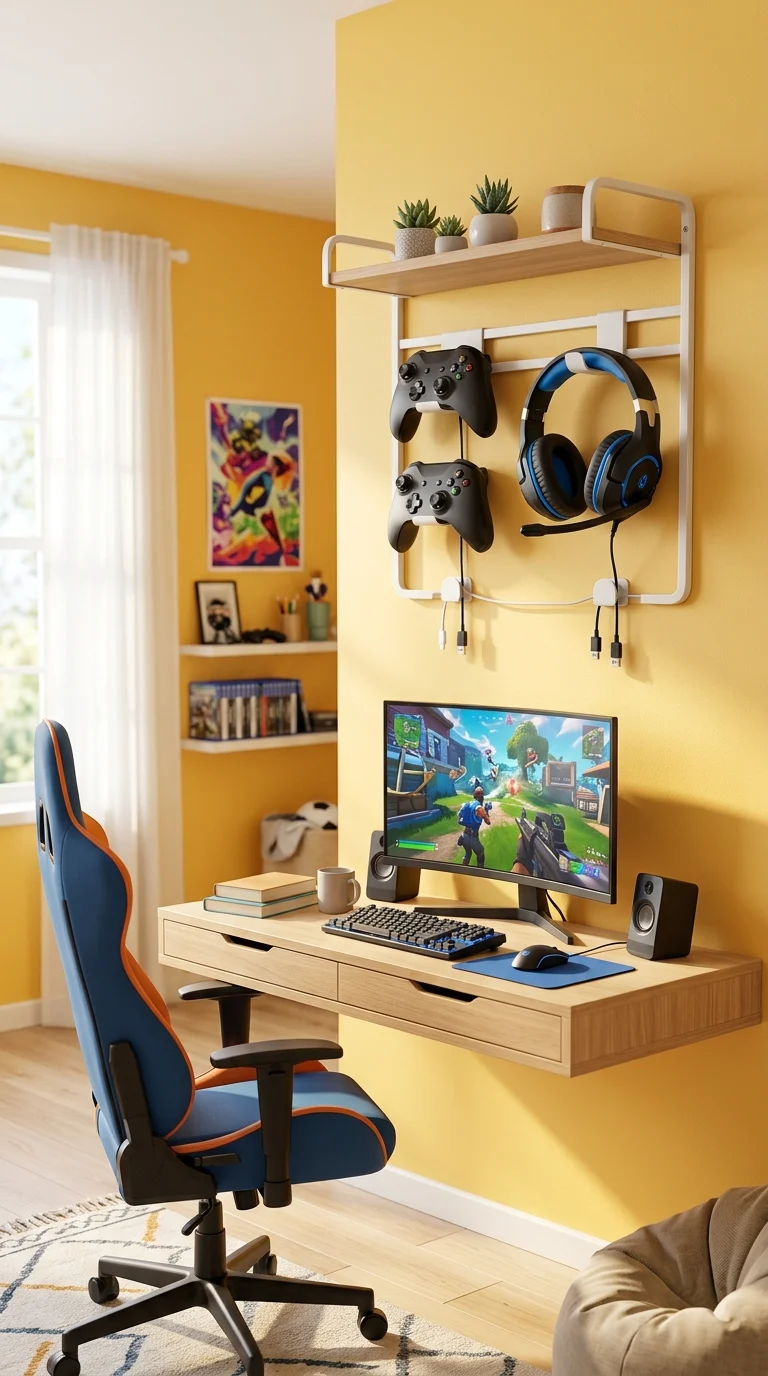 Wall-Mounted Headphone and Controller Station