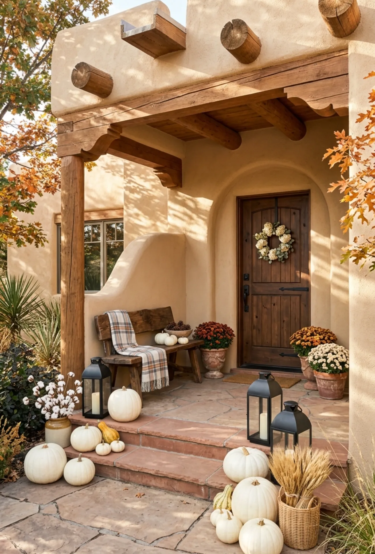 White Pumpkin Entryway Styling
