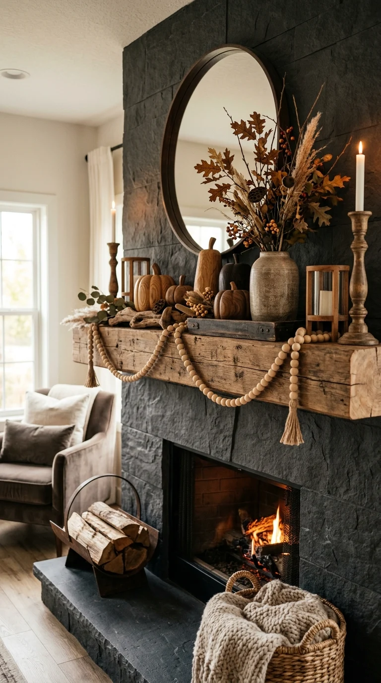 Wooden Accent Fall Mantel Decor
