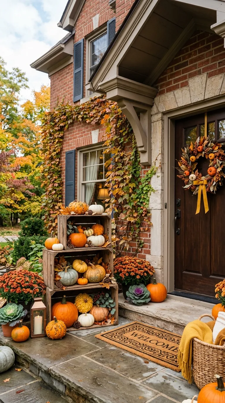 Wooden Crate Pumpkin Porch Stand
